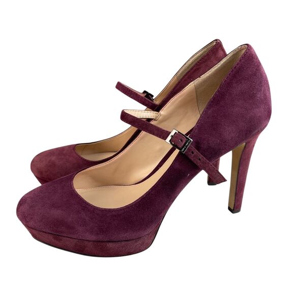 Vince Camuto Women's Joshlynn Mary Jane Pumps 8.5M Burgundy Suede Platform Heels - Picture 4 of 12